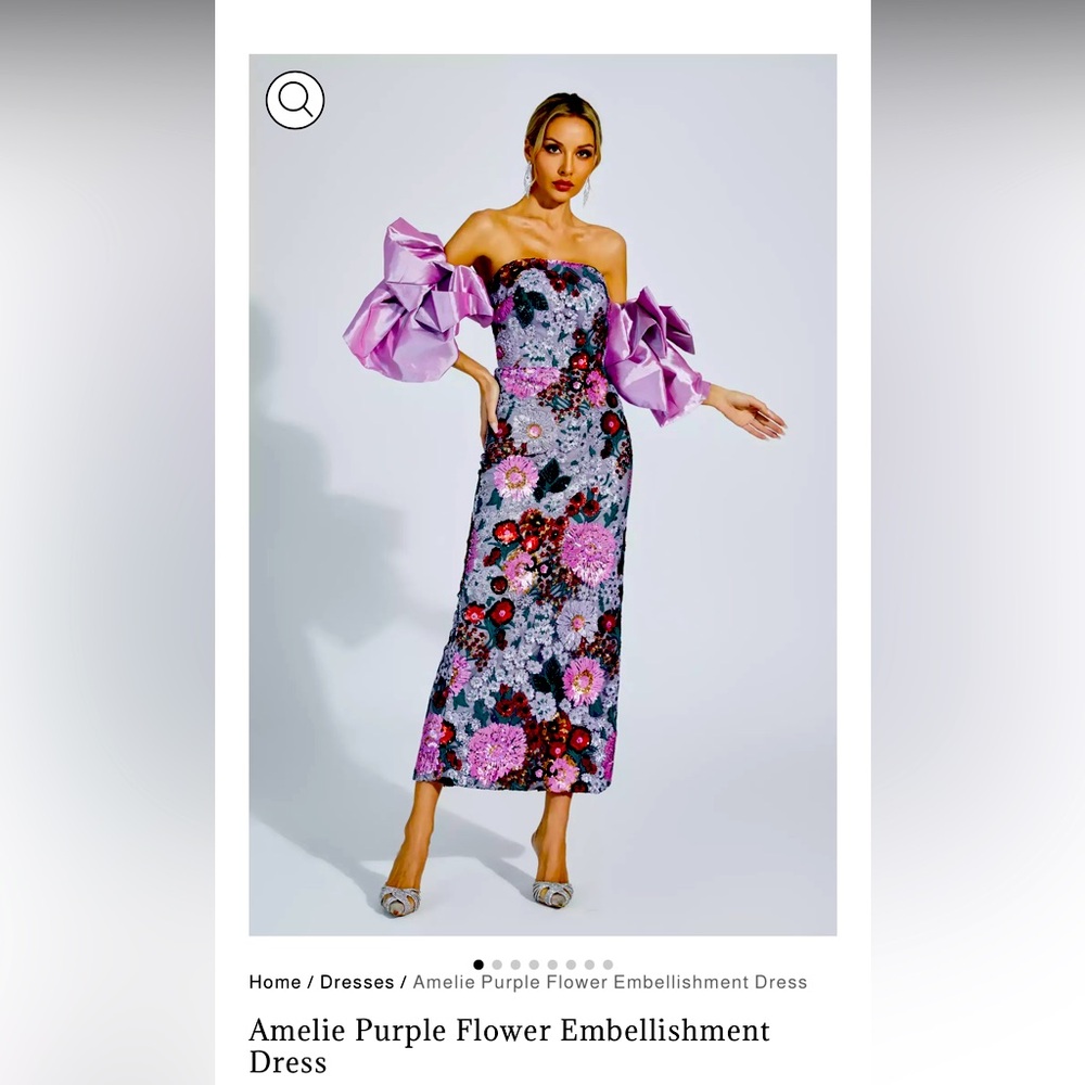 Amelie Purple Flower Embellishment Dress